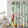 thumbnail image 6 of Shower Curtain for Bathroom Easter Pastoral Flower Rabbit Waterproof Bath Curtains Shower Curtains with Hooks,Spring Plant Leaf Green Wooden Bathroom Curtain Privacy Drapes for Bathtubs 72x72in, 6 of 8