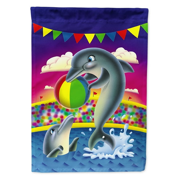 Dolphins performing for the crowds Flag Canvas House Size