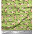 thumbnail image 1 of Soimoi Green Velvet Fabric Begonia & Peony Floral Printed Craft Fabric by the Yard 60 Inch Wide, 1 of 3