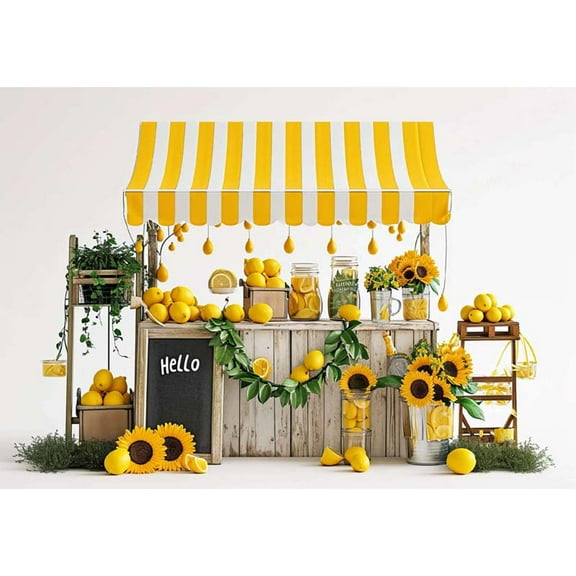 Allenjoy Summer Lemon Stall Backdrop
