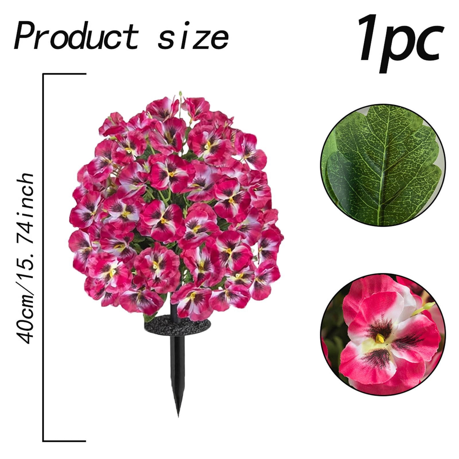 Spring Artificial Topiary for Outdoors with Spikes, UV Resistant Fake Outdoor Shrubs with Violet Flowers, Artificial Bushes for Outdoors Garden, Front Porch, Yard, Patio, Pink