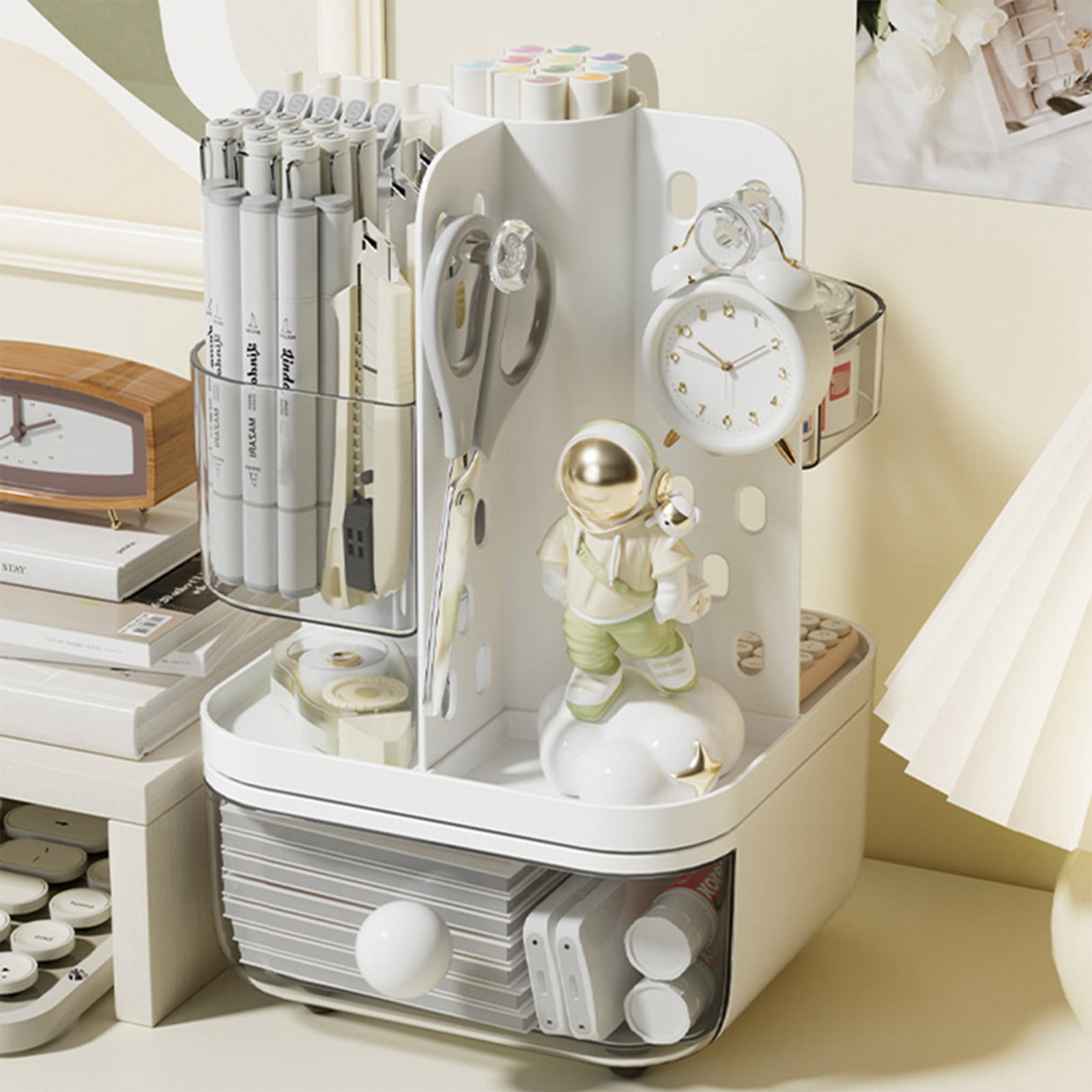 Nilvkv Desk Organizer Cute Stvdent Stationery Tray Pencil Cup Modern Office Desk Pencil Cup Trendy Study Table Accessory, Back-to-Schoo1 Supplies