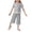 Gray, variant on BLTIBY Girls Summer 2 Piece Outfits Cute Bows Ruffle Ribbed Short Sleeves Tops and Wide Leg Capri Pants Clothing Sets Gray 7-8 Years