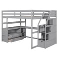 thumbnail image 5 of EUROCO Modern Full Size Loft Bed with Storage Shelves and Built-in Desk, Staircase and Cabinets, Gray, 5 of 15