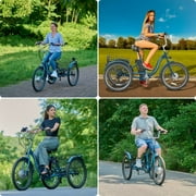 MOONCOOL Adult 24/26 Unisex 3-Wheel Tricycle, 700W Peak Motor, 7 Speeds, 36V 10.4Ah Removable Lithium Battery, 16MPH Max Speed, 40 Miles Range