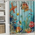 thumbnail image 6 of Orinice Fish Shower Curtain Tropical Marine Life Underwater World Coral Sea Animals Green Ocean Fabric Bathroom Curtain with Hooks White, 6 of 7