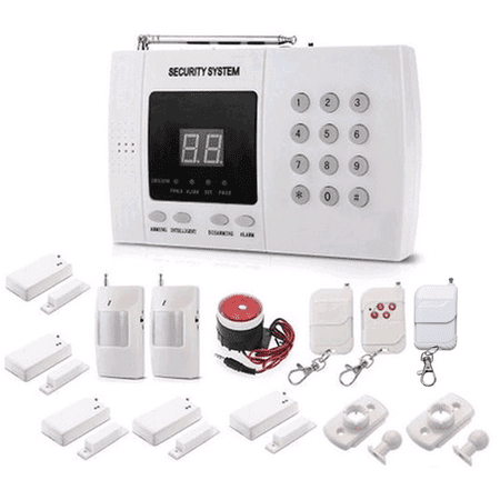 Auto Dialer Alarm System (Wireless Smoke Burglar Security Alarm System Home Security 433MHz LCD Indicator Auto Home Alarm Systems Dialing Dialer Door Window Sensor & PIR Infrared & APP Remote Control CE)