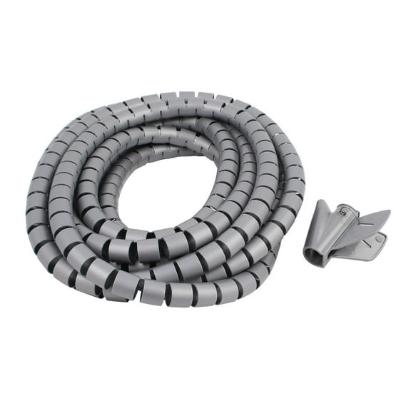 Uxcell 5M 20mm Flexible Cable Organizer Spiral Tube Wire Wrap Manage with Clip Gray
