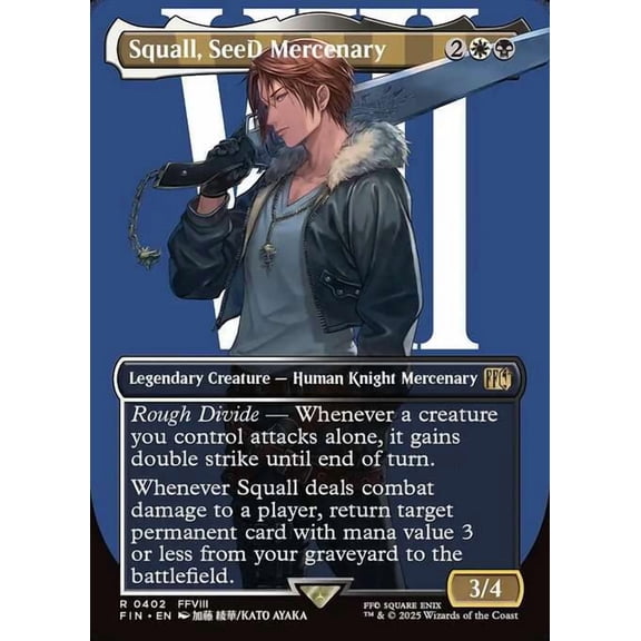 MtG Final Fantasy Rare Squall, SeeD Mercenary (Borderless Alternate Art) #402