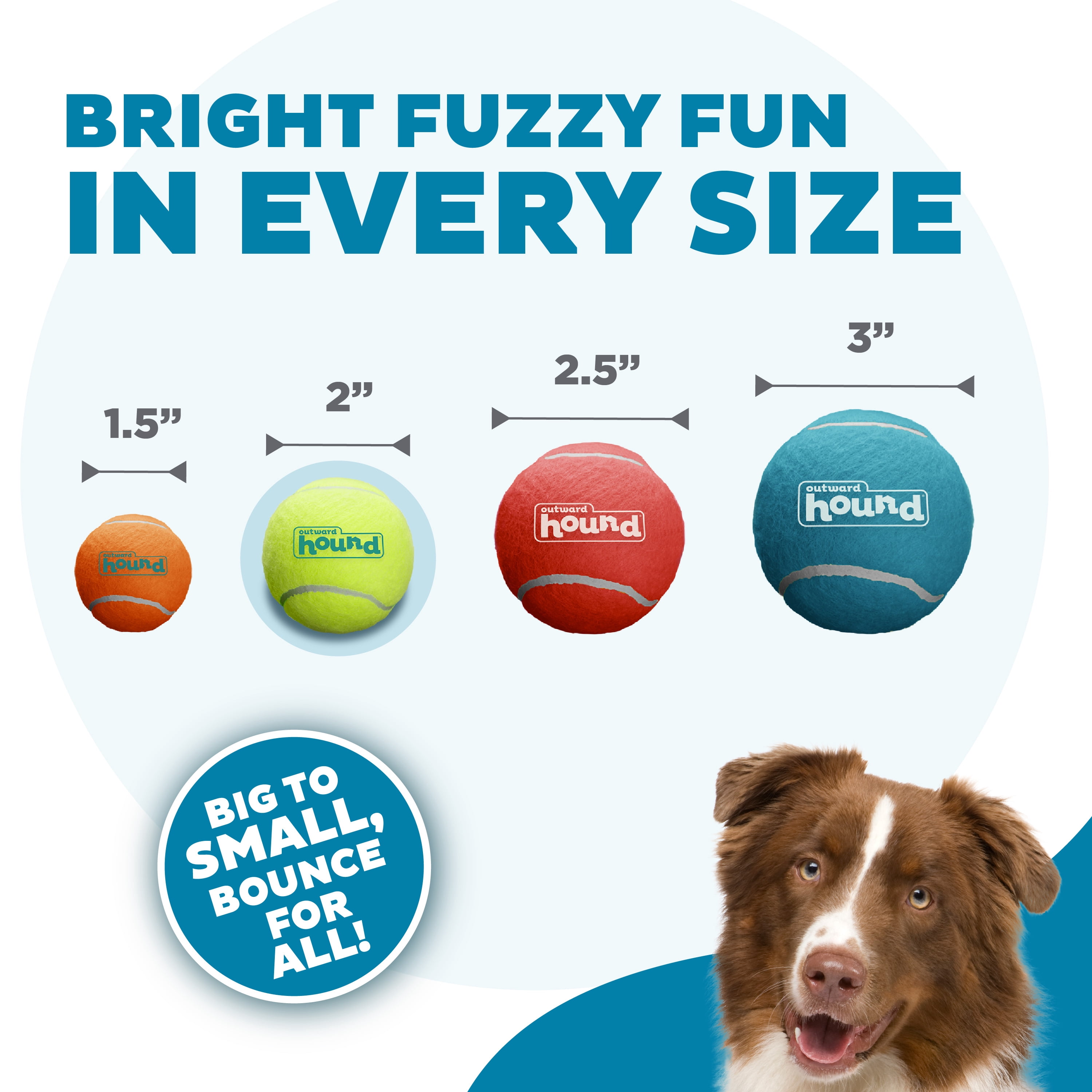 Outward Hound Squeaker Ballz – Squeaky Tennis Balls for Dogs Under 25 lbs, Interactive Dog Toy for Fetch & Training, Small (2"), 8‑Pack