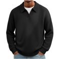thumbnail image 2 of LYSMORA Men's Collared V Notch Ribbed Knit Sweater Long Sleeve Pullover Top for Daily Commute City Stroll Weekend Casual Outing, 2 of 5