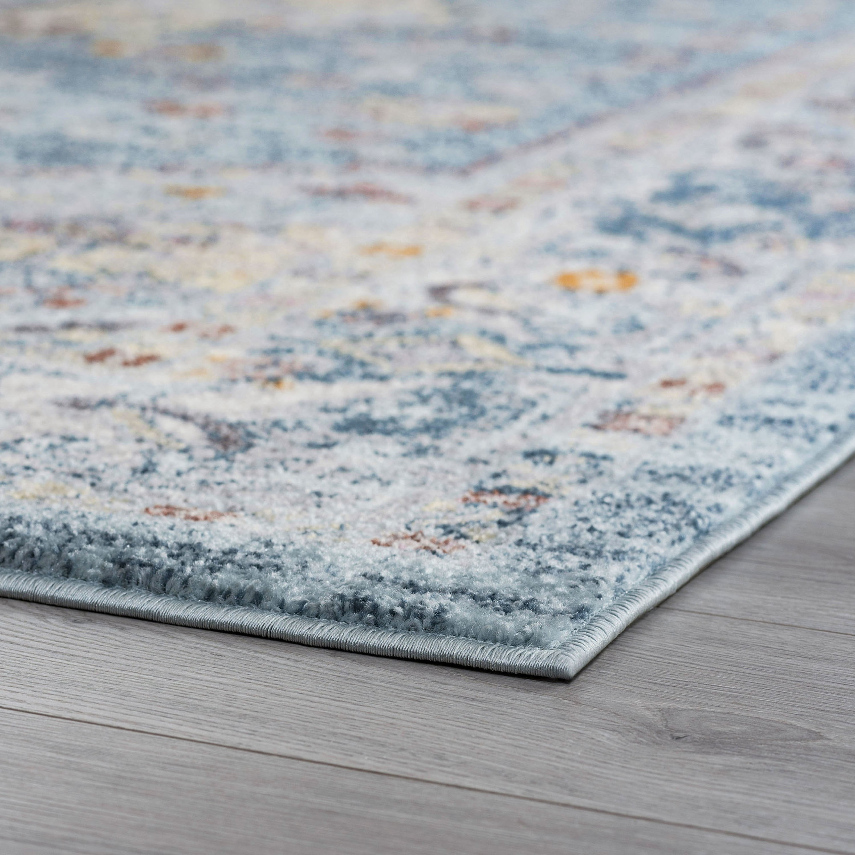 2x3 Traditional Gray Blue Small Area Rug, Throw Mat for Indoor Entry | Ideal for Kitchen or Bathroom Rugs 2' x 3'