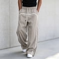 thumbnail image 6 of USNSM Men's Drawstring Elastic Waist Sports Pants Wide Leg Loose Trousers Soft Cozy Breathable Lightweight Casual Business Daily Wear Beige L, 6 of 6