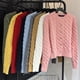 thumbnail image 1 of 2024 New Autumn Winter Women Cashmere Cotton Cardigan Sweater Women's Embroidery Twist Solid Knitted Wool Jumper Tops F875, 1 of 5