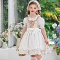 thumbnail image 6 of Coerni Girls Dirndl Dress Vintage Cottagecore Floral Lace-Up Corset Dress with Pinafore Apron & Headscarf Bavarian Oktoberfest Matching Sets, 6 of 9