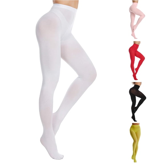 Uvwlwu Women Semi Opaque Soft Footed Full Length Stretch Pantyhose High Waist Tights for Daily Office Casual Evening Occasions,White,One Size