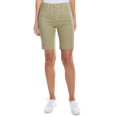 thumbnail image 1 of Oat High-Rise Button-Fly 5-Pocket Bermuda Jean Shorts, Sage, 25, 1 of 2