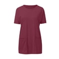 thumbnail image 4 of Pxiakgy Vente Chaude!! T-Shirt d'Été Surdimensionné à Manches Courtes pour Femmes Col Rond Décontracté Simple Ample avec Poches 2025 T-Shirt en Coton Uni à Manches Courtes pour Femmes Rd2 TG, 4 of 5