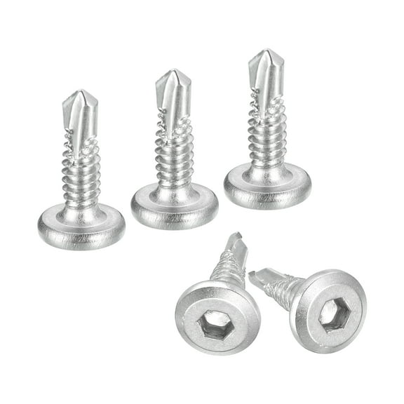 200pack Hex Socket Self Tapping Screws, #10 x 3/4" Flat Head Drilling Screw Silver