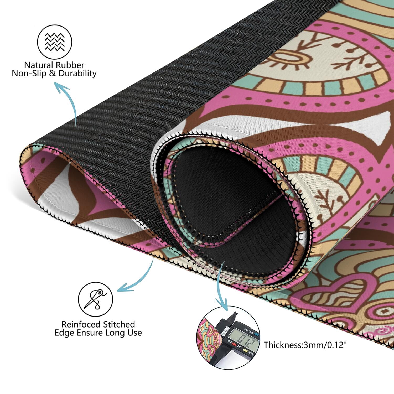 Mandala Mahjong Mat for Table, 31.5*31.5in Anti Slip American Mahjong Table Cloth, Noise Reduction, Neoprene Mah jongg Mat with Carrying Bag & 3 Dices, Mahjong Accessories Gift, Board Tile Games Mats