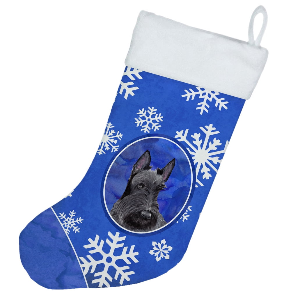 Carolines Treasures SC9386-CS Scottish Terrier Winter Snowflakes Christmas Stocking SC9386 Large multicolor