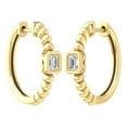 thumbnail image 3 of Araiya Fine Jewelry 14K Yellow Gold Emerald Shaped Lab Grown Diamond Solitaire Hoop Earrings (1/2 cttw, D-F Color, VS1 Clarity), 3 of 6