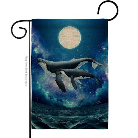 Breeze Decor G120268-DB Humpback Whales Animals Sea Creature 13 x 18.5. in. Double-Sided Decorative Horizontal House Garden Flag for Decoration Banner Yard Gift
