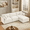 Beige, variant on CKEASEAN Oversized Chenille Modular Sectional Sofa with Movable Ottoman, 130" Comfy U Shaped Cloud Sectional Couch, Deep Seat Convertible 4-Seater Couches for Living Room, Apartment, Easy Assembly