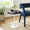 thumbnail image 3 of Modway Lippa 20" Round Modern Artificial Marble/Metal Side Table in Black/White, 3 of 7