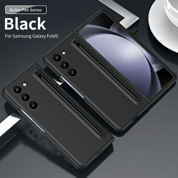 Case for Samsung Galaxy Z Fold 5, with Pen Holder & Free Stylus Thin Slim Fit Matte PC Fall Protection Shockproof Anti-fingerprint Phone Case Cover for Samsung Galaxy Z Fold 5 5G 2023, Black