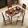 thumbnail image 4 of Costway 5 PCS Dining Table Set for 4 Farmhouse Wooden Table & 4 Upholstered Chairs, 4 of 10