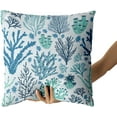 thumbnail image 4 of Coastal Coral Seashell Blue Sea Throw Pillow Case Decorative Beach Tree Ocean Themed Pillow Cases Set of 2 Cotton Square Couch Cushion Cover for Sofa Armchair Bedroom Livingroom Dec, 4 of 6