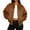 Orange, variant on Sorvello Women's Suede Quilted Bomber Jacket Cropped Puffer Coat Lightweight Zip Snap Side Pockets Casual Trendy Winter Fall Outerwear for Women Black L