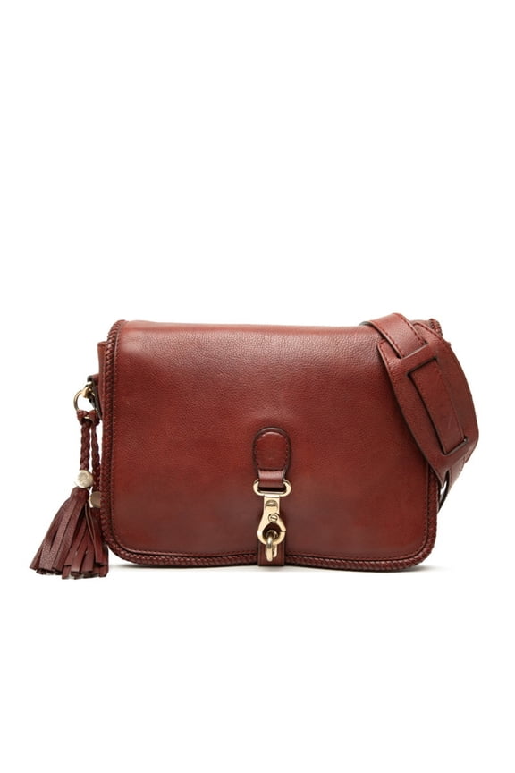 Pre-Owned Gucci Marrakech Shoulder Bag 257024 Brown Bordeaux Leather Women's GUCCI