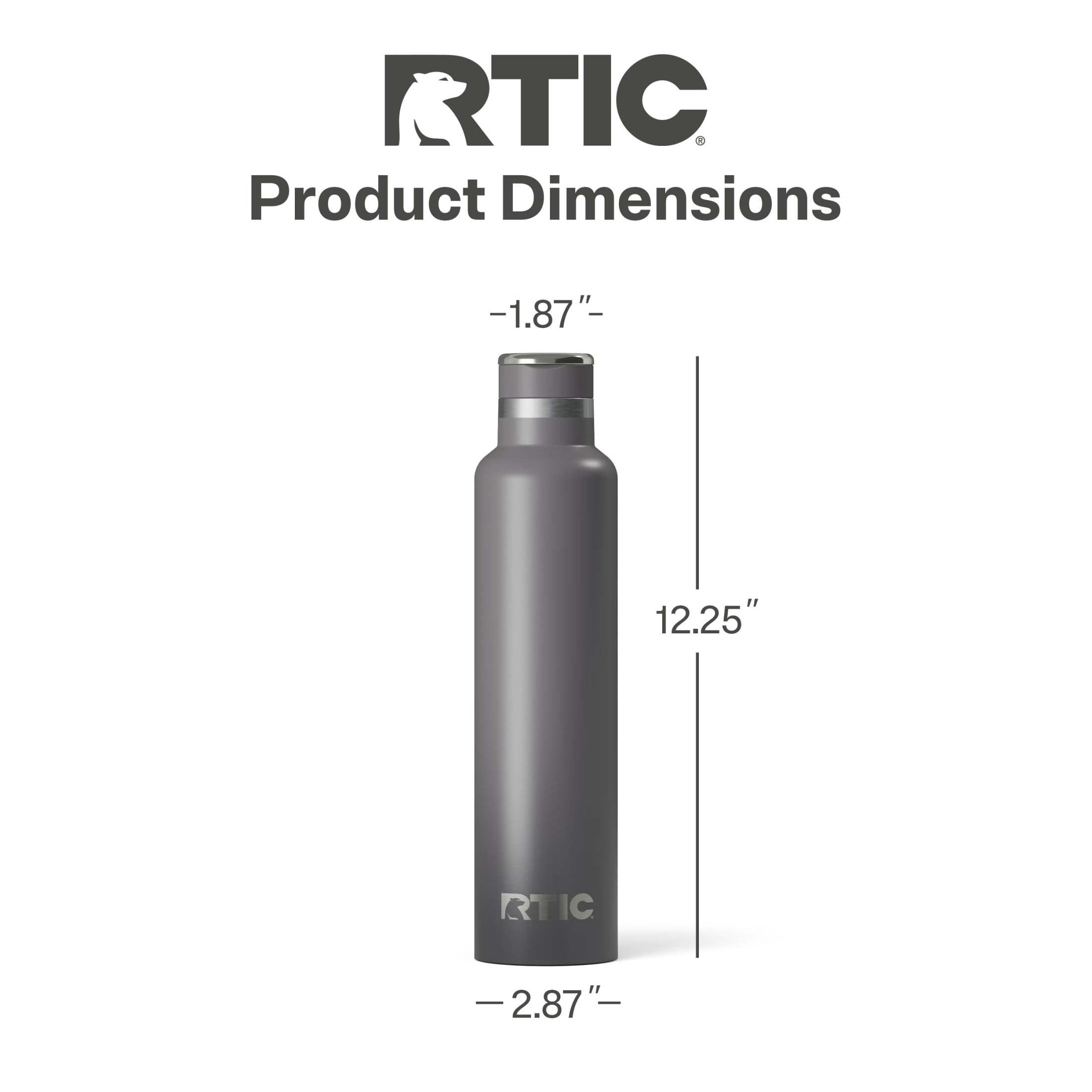 RTIC 26 oz Ceramic Lined Insulated Journey Water Bottle, Leak-Proof Lid, Graphite