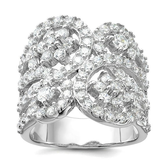 925 Sterling Silver Polished Cubic Zirconia Ring Size 7 Ring for Women