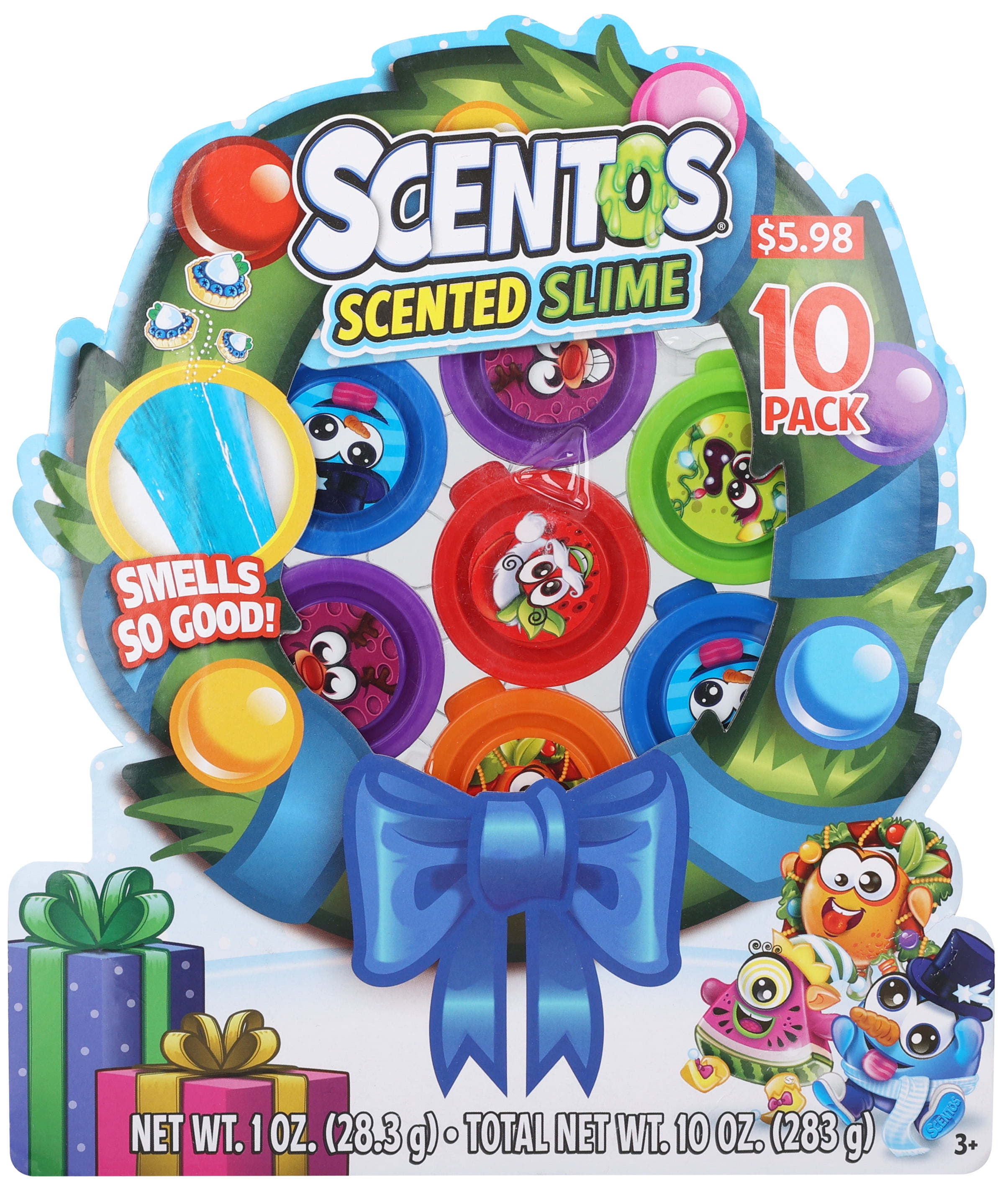 Scentos Scented Brightly Colored 10-1oz Slime Tubs - Great Party Favor, Ages 3+
