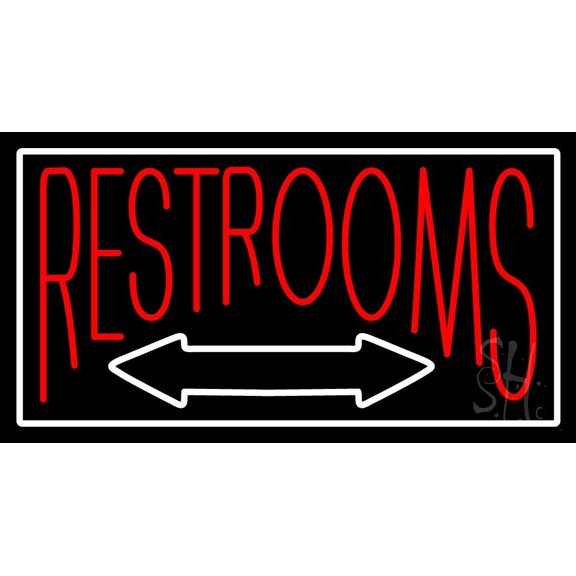 Red Restrooms LED Neon Sign 13 x 24 - inches, Clear Edge Cut Acrylic Backing, with Dimmer - Bright and Premium built indoor LED Neon Sign for Bar decor.