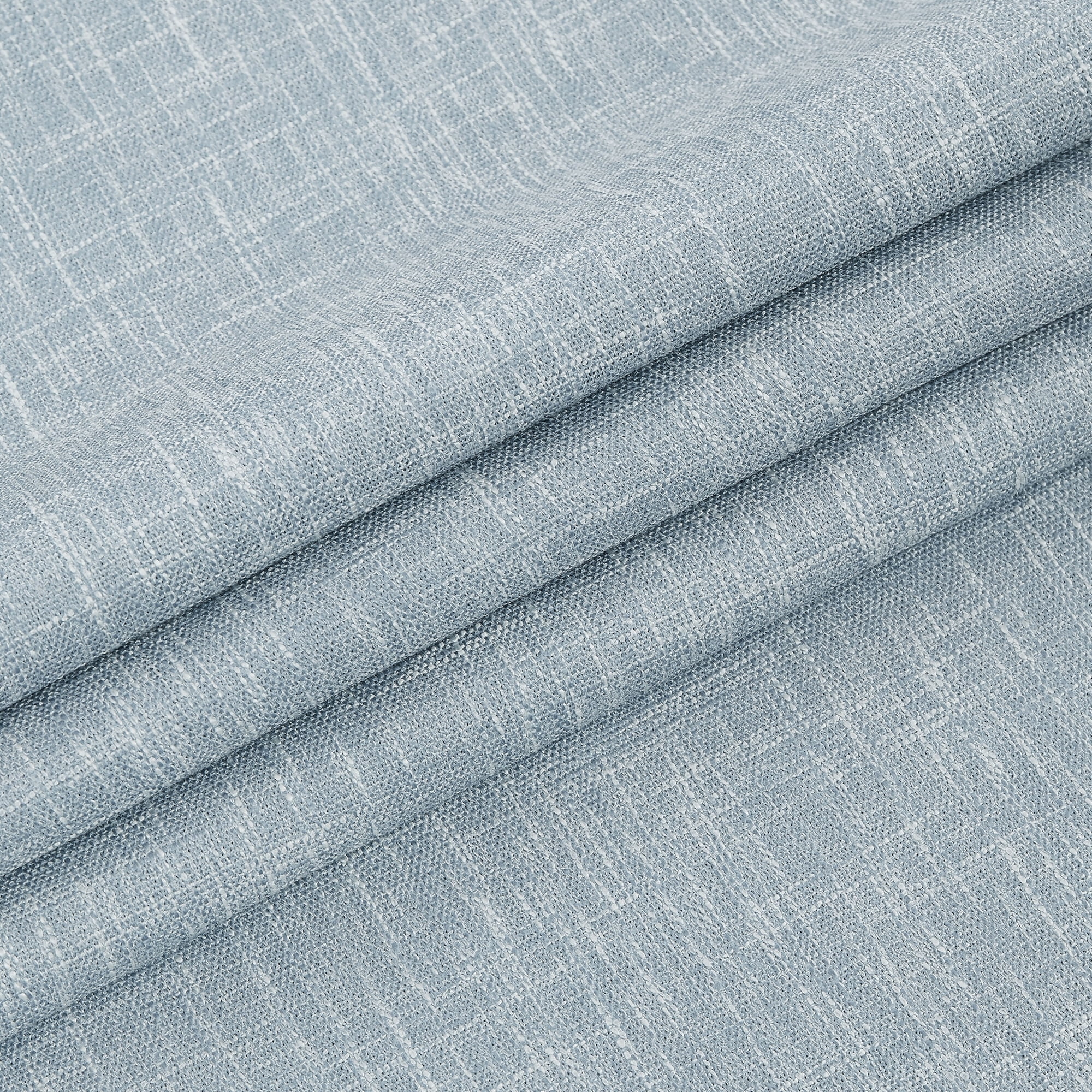 Uptown Home Blue Gray Solid Heavy Linen Textured Blackout Curtain for Bedroom Living Room Office, Grommet, 50"x63"x2