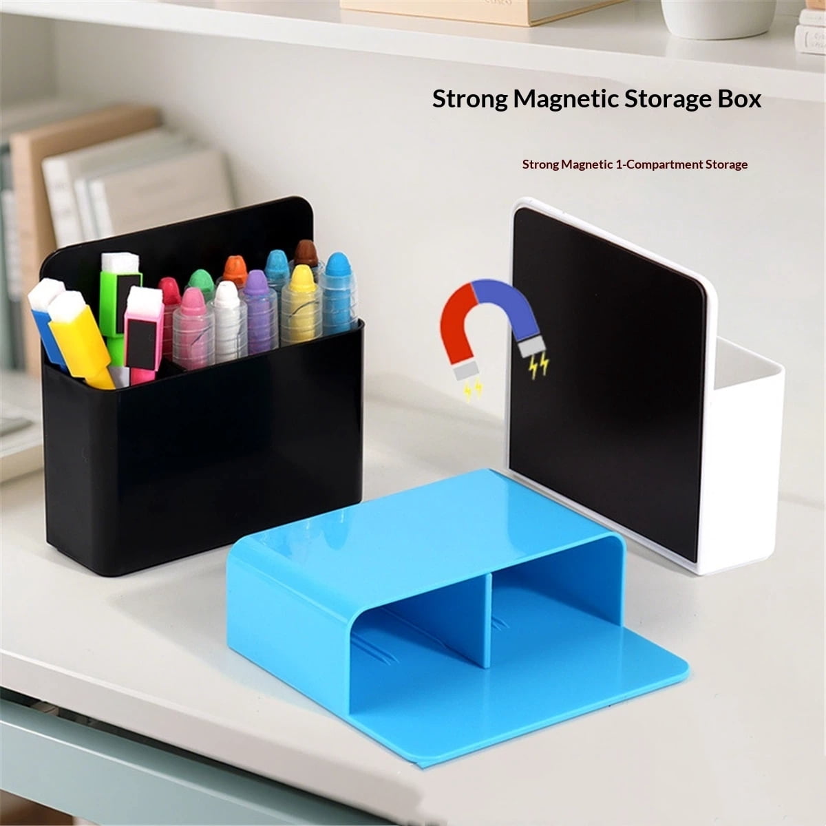 Pack of 5 Magnetic Dry Erase Marker Holder, Pen Pencil Holder Storage Organizer for Whiteboard, Refrigerator and Other Magnetic Surfaces
