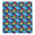 thumbnail image 3 of Flower Shower Curtain, Artistic Foliage Petals in Vibrant Colors Reflecting Lively Spring Nature Concept, Fabric Bathroom Set with Hooks, 69W X 75L Inches Long, Multicolor, by Ambesonne, 3 of 3