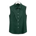 thumbnail image 5 of Lapel Button Down Tank Tops for Women Rolled Sleeveless Solid T-Shirts Perfect Outfits for Business Dressy Blouses and Outgoing, 5 of 5