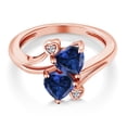 thumbnail image 3 of Gem Stone King 18K Rose Gold Plated Silver Blue Created Sapphire and White Moissanite Ring for Women (1.63 Cttw, Heart Shape 6MM, Gemstone September Birthstone, Available in Size 5, 6, 7, 8, 9), 3 of 6