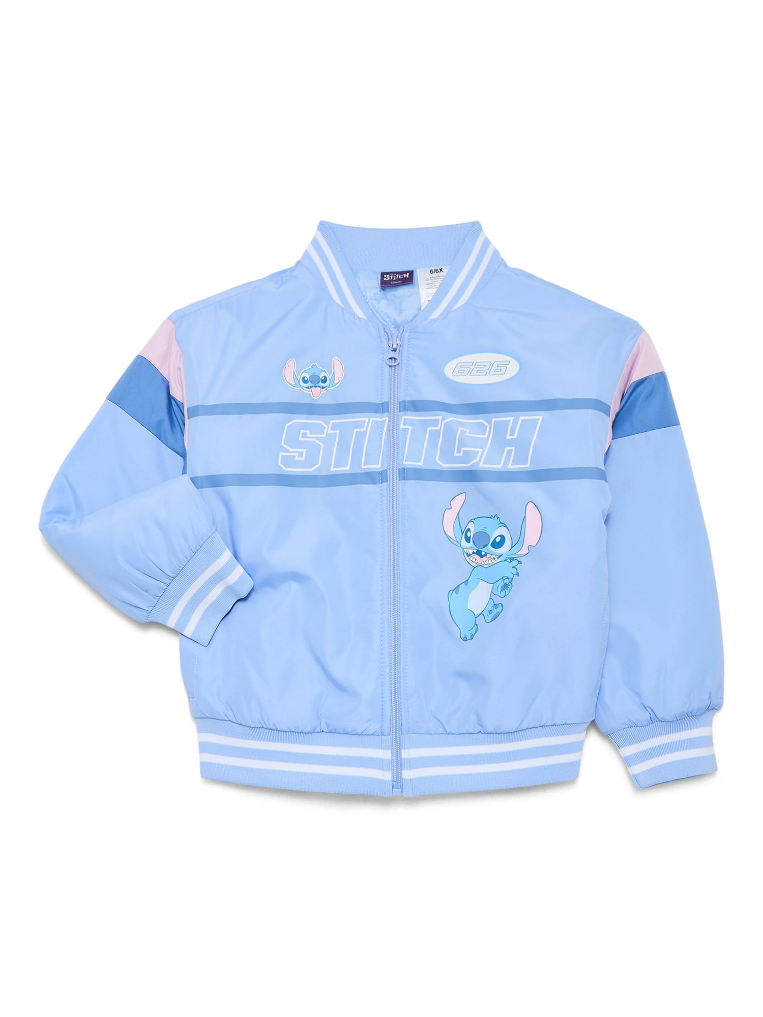 Disney Lilo & Stitch Girl's Zip-Up Varsity Bomber Jacket