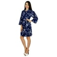 thumbnail image 3 of Bimba Women Short Cotton Robe Getting Ready Dark Coverup Bridesmaid Bride Gift, 3 of 8