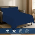 thumbnail image 4 of 4 Piece Sleeper Sofa Bed Sheet Set 100% Egyptian Cotton 800 Thread Count Queen XL Size Sleeper Sofa (60" x 80") Inch Fits Mattresses Up to 5" Drop - Navy Blue Stripe, 4 of 7
