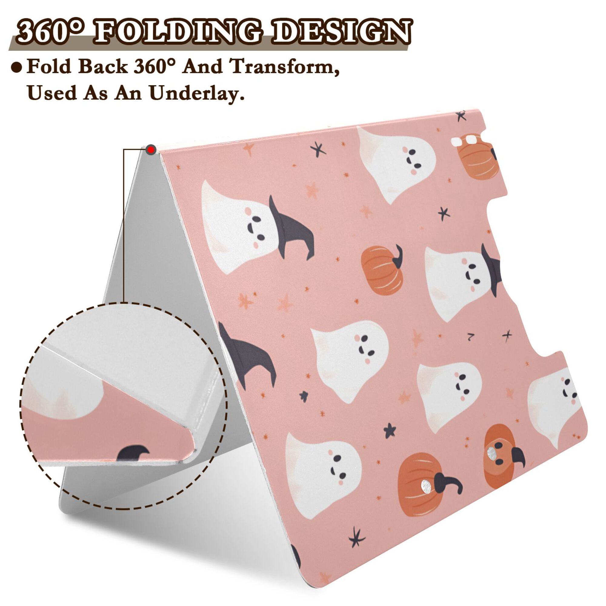 FORMRS A4 Clipboard Folder with Pen Holder Horizontal Foldable School Office Binder, Pink Cartoon Halloween