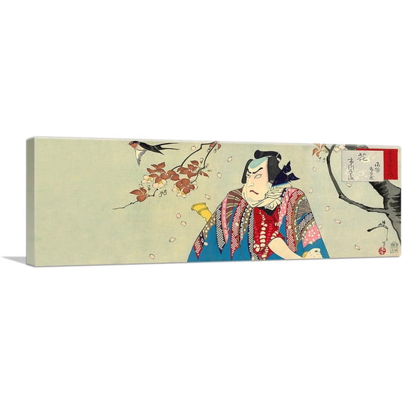 ARTCANVAS Flowers Ichikawa Sadanji I In Role of Gosho No Gorozo 1890 Canvas Art Print by Yoshitoshi - Size: 36" x 12" (0.75" Deep)
