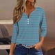 thumbnail image 2 of CHOII 50% de descuento en camisetas de mujer 2024. Camiseta con botones, manga 3/4, para uso diario, fin de semana, básica, cuello en V, blusas de mujer, mangas tres cuartos, camisetas de verano para, 2 of 5