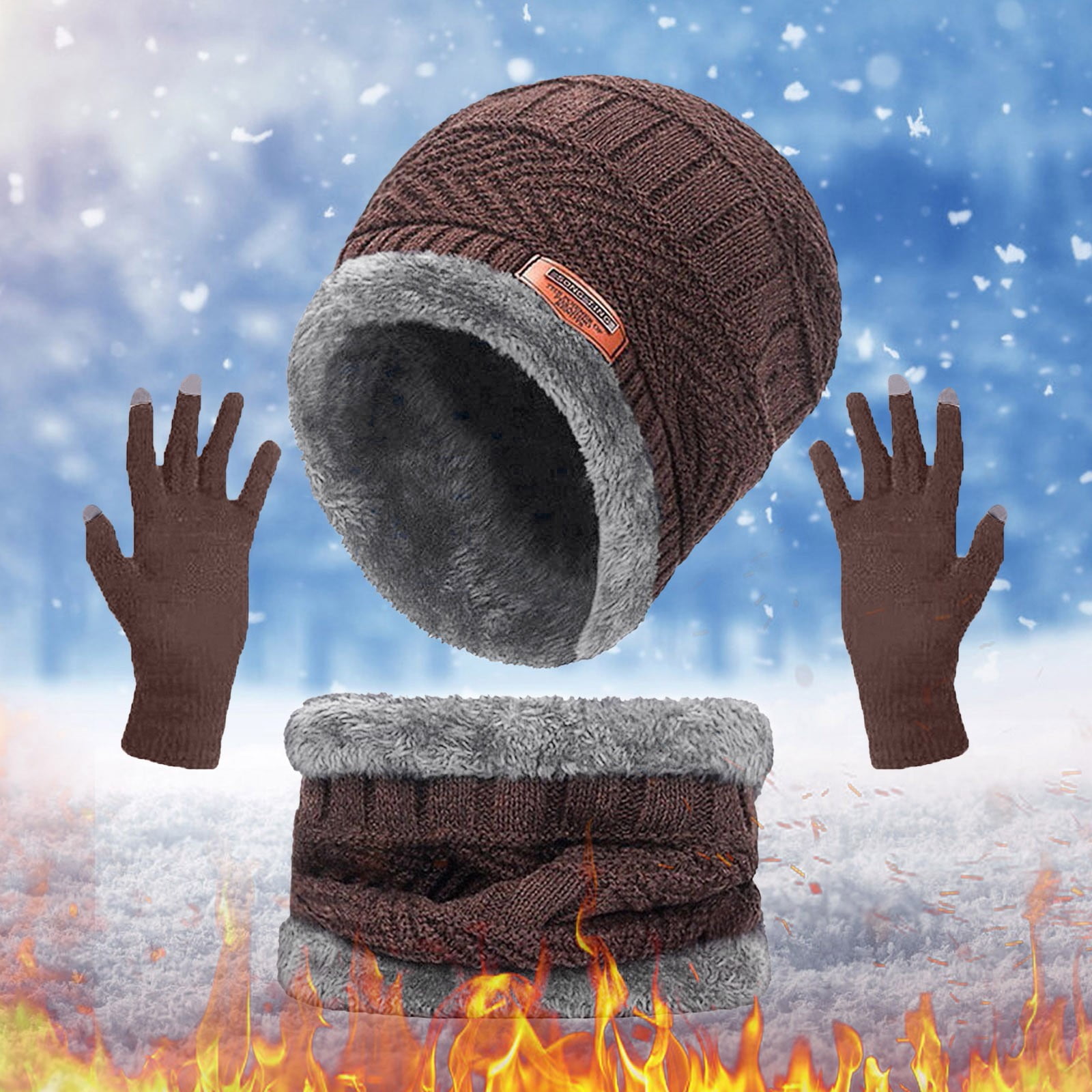 keusn winter hat scarf and gloves set for women men knit beanie winter